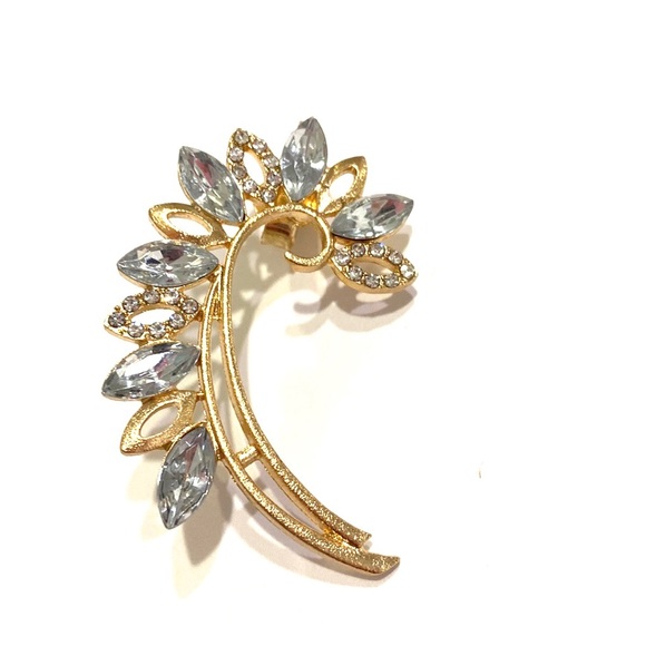 Ear Cuff Climber Clear Gold Tone Ear Rhinestone - Picture 2 of 4